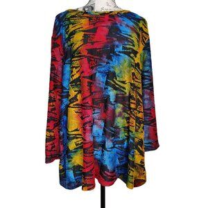 Calessa Size 3X Textured Abstract Tunic Top Boho Lagenlook 3/4 Sleeve Multicolor